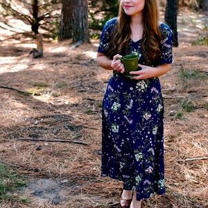Old Navy Blue Floral Midi Dress